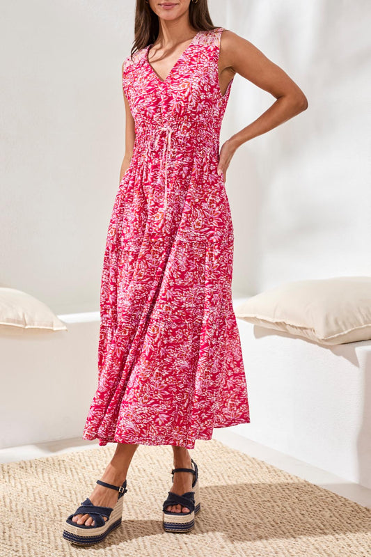 THE LANE LINED MAXI DRESS W/ DRAWCORD