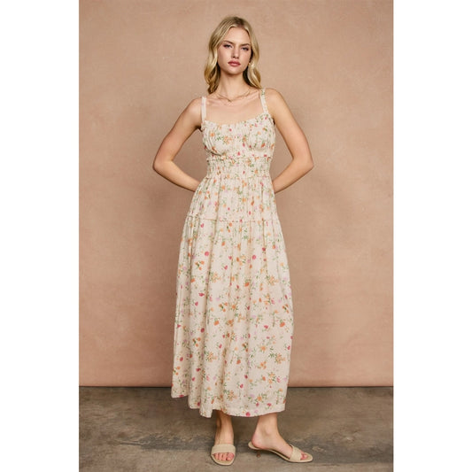 THE GILLIAN SHIRRED MIDI DRESS