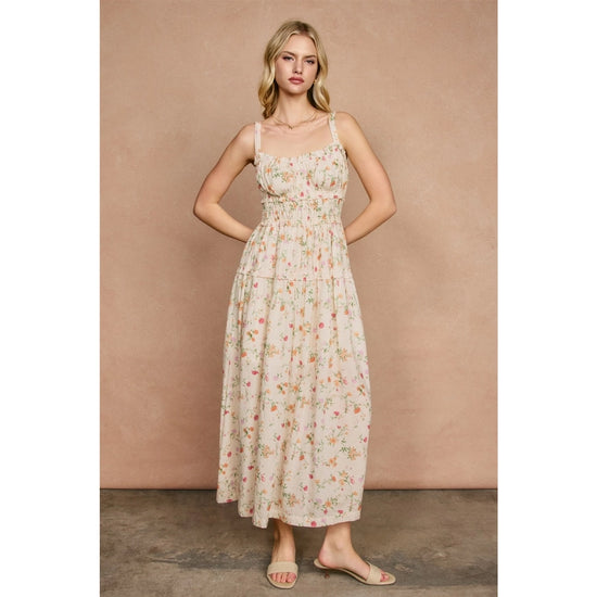 THE GILLIAN SHIRRED MIDI DRESS