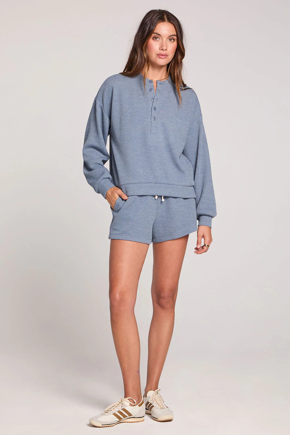 THE MADI BUTTON UP HENLEY TOP