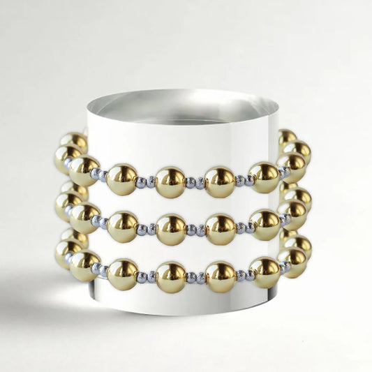LENNY & EVA 8MM SMOOTH W/TEXTURED SILVER STRETCH BRACELET