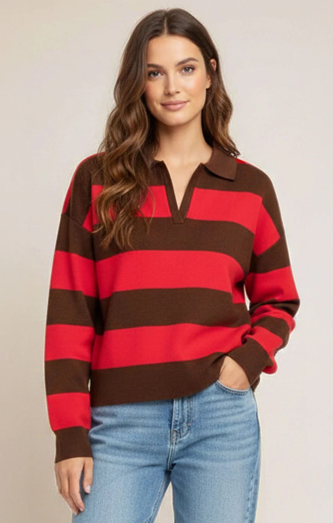 THE JANINE STRIPED POLO SHIRT