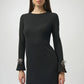 Scuba Crepe Shift Dress With Rhinestone Bows 254048