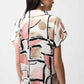 RECYCLED SATIN ABSTRACT PRINT BOXY TOP