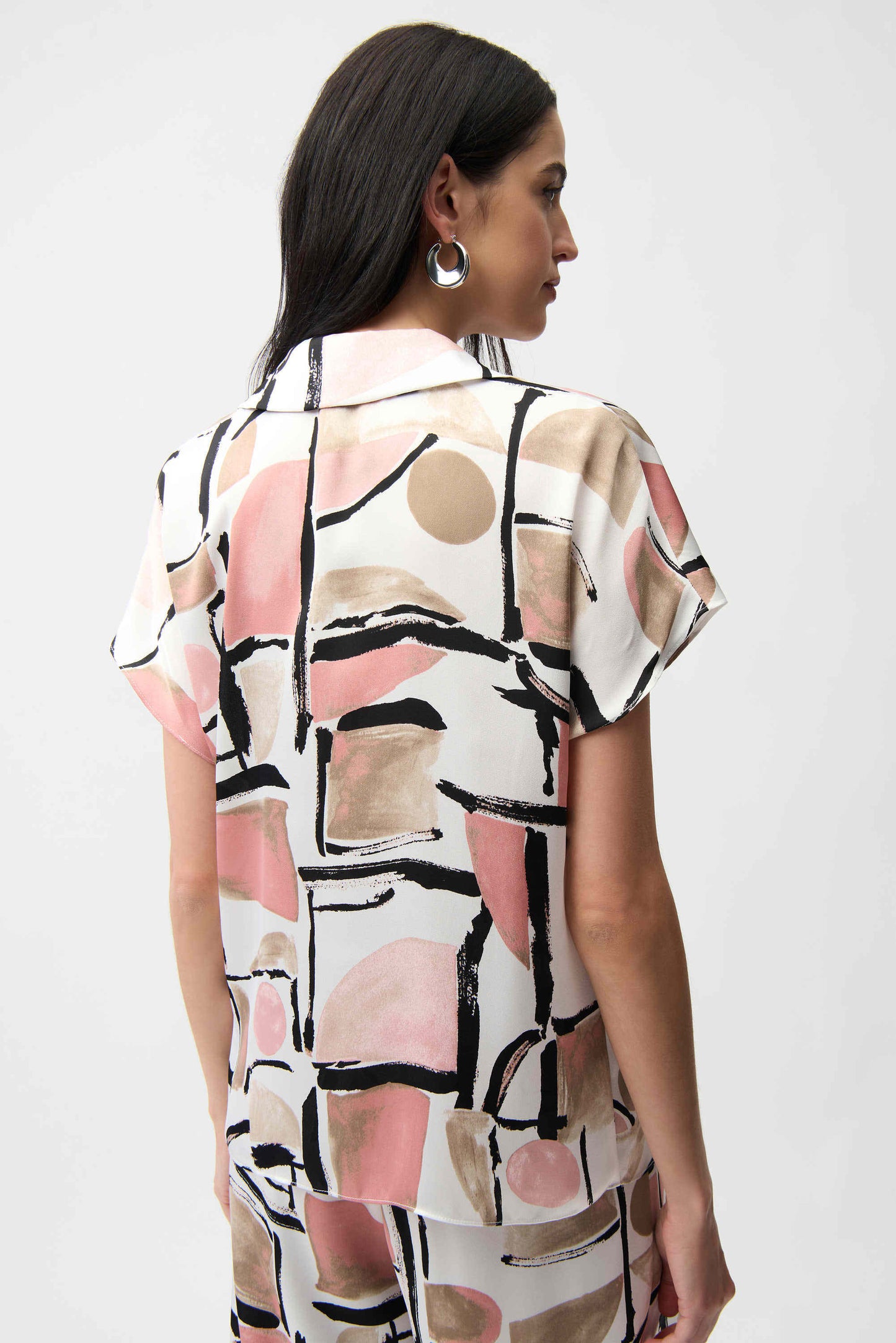 RECYCLED SATIN ABSTRACT PRINT BOXY TOP