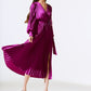 SATIN PLEATED MIDI DRESS 243771