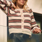 ARELLA STRIPE BUTTON UP SWEATER