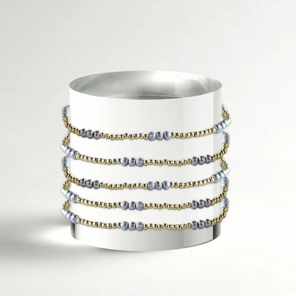 LENNY & EVA MIXED METAL TRIO STRETCH BRACELET