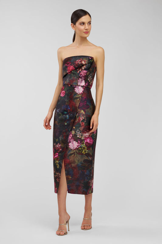 AMELIE TEA LENGTH STRAPLESS DRESS