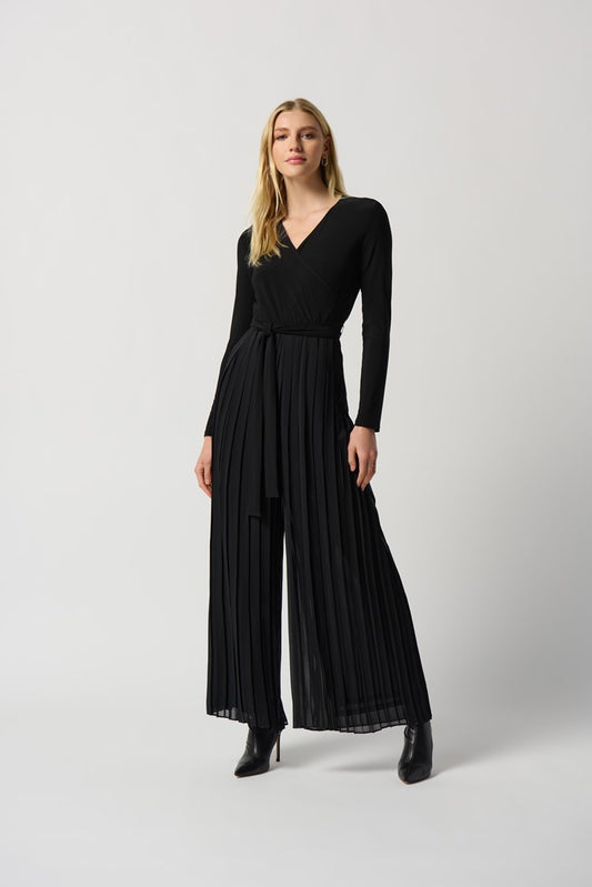 PLEATED CHIFFON WIDE LEG JUMPSUIT 234066