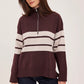 IDRIS LONG SLV STRIPE ZIP TOP
