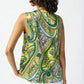 SATIN PAISLEY PRINT SLEEVELESS FLARED TOP 242002