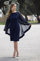 DRESS WITH CAPE AND RHINESTONE 239150