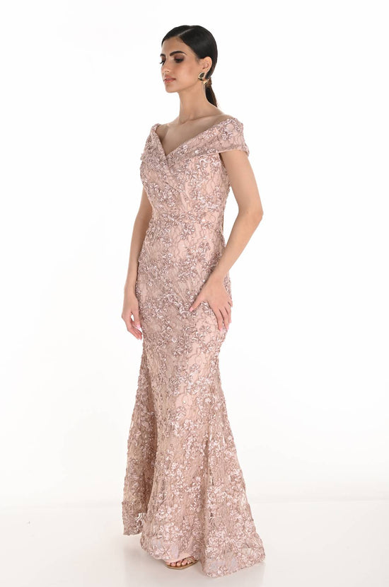 LONG KNIT GOWN WITH FLORAL BAROQUE 259716