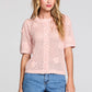 OLIVIA SHORT SLEEVE CROCHET SWEATER