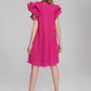 CHIFFON PLEATED DRESS WITH FLOWER DETAIL 241758