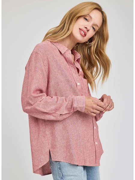 DOMINIQUE STRIPE LINEN TOP GF-2858