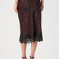 Polka Dot Lace-Trim Midi Skirt 264118