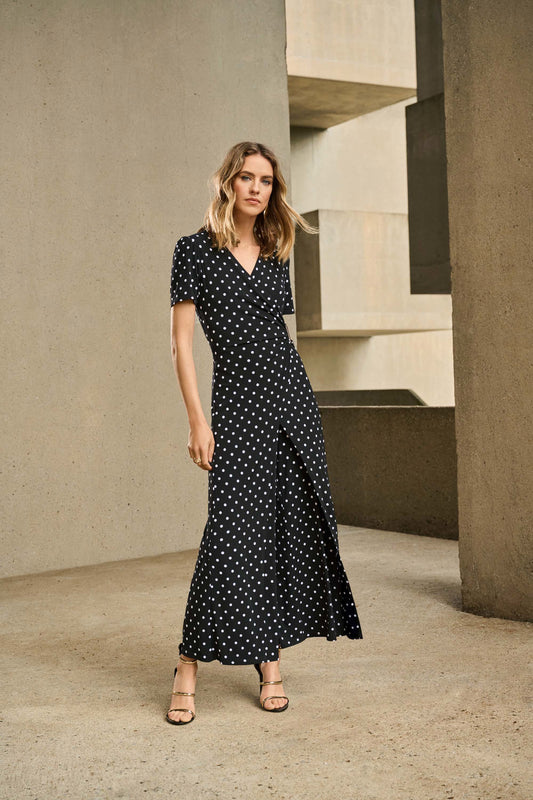 DOT PRINT WRAP JUMPSUIT 251008