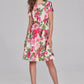 FLORAL PRINT SCUBA AND CREPE FIT AND FLARE DRESS 241789
