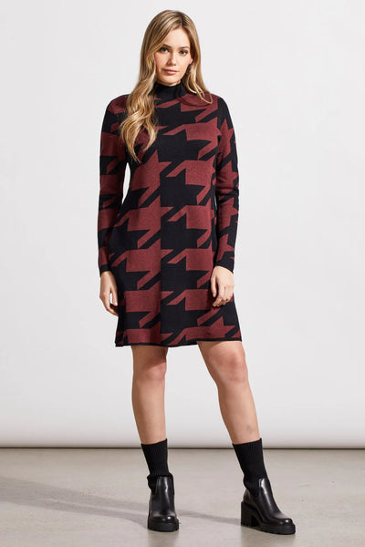 TRIBAL FUNNEL NECK JACQUARD SWEATER DRESS 5664O