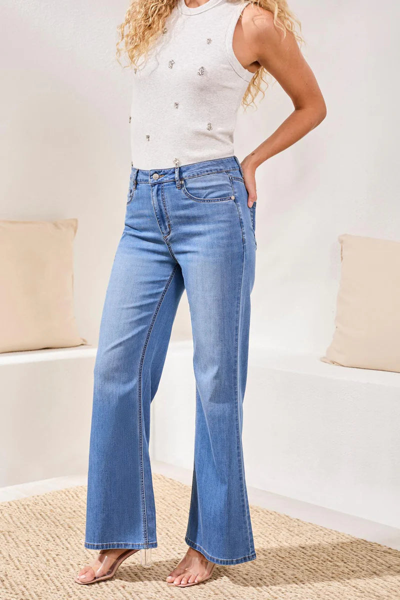 BROOKE HUGGING PALAZZO DENIM