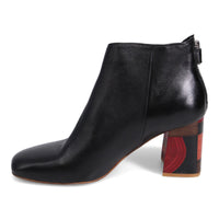 YOLLY LEATHER ANKLE BOOT WITH COLOR BLOCK HEEK