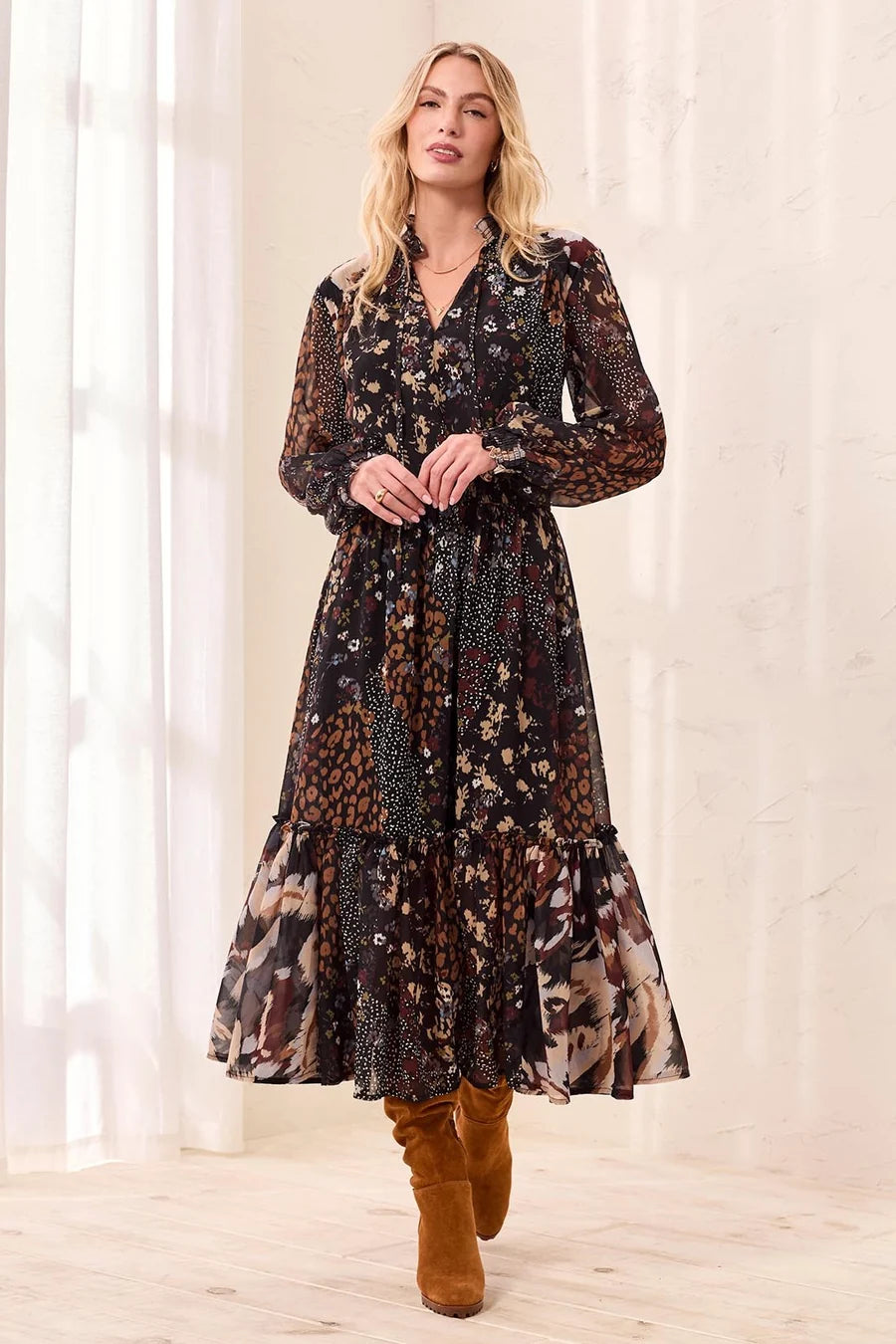 THE LEITA PRINT L/S DRESS