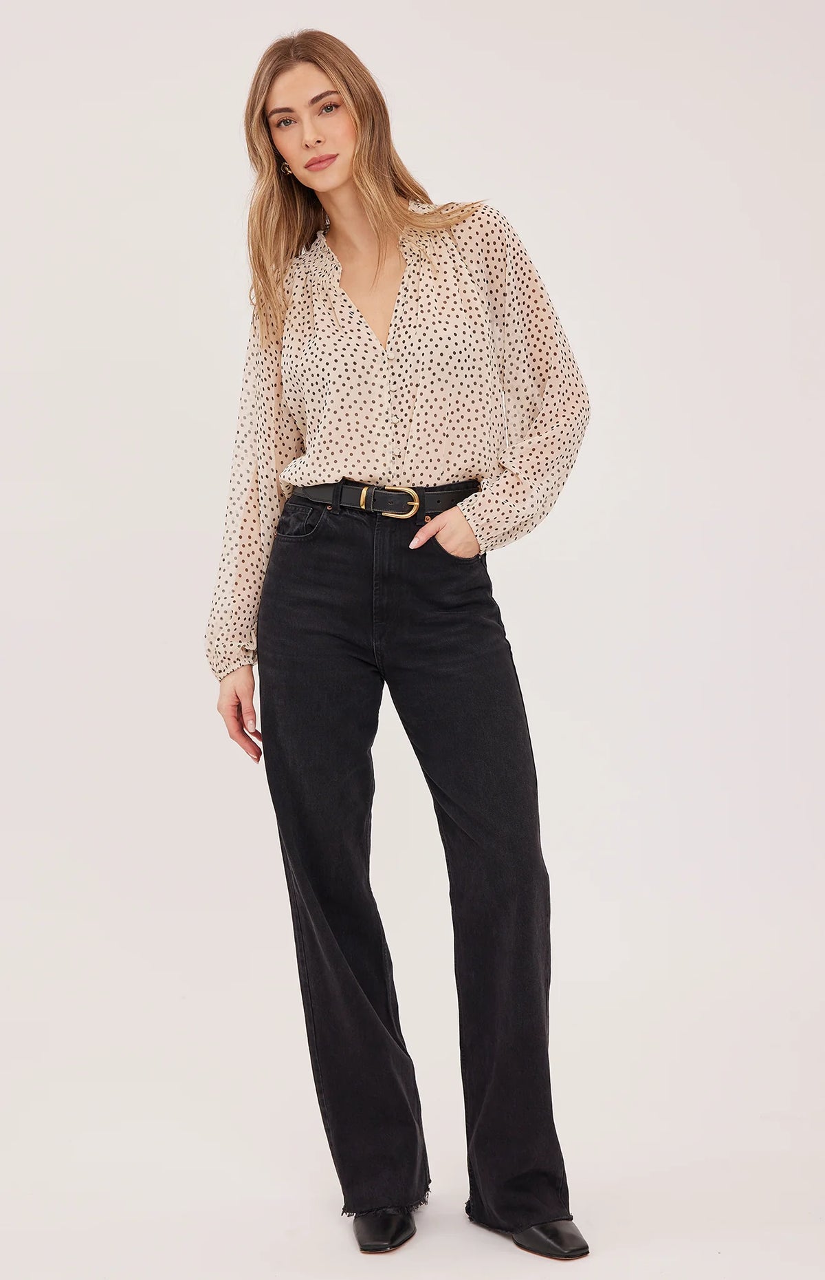 ANNIE PRINTED LONG SLEEVE BLOUSE