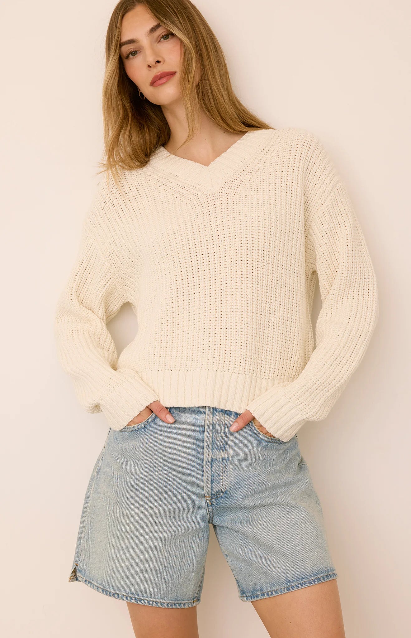 JOCELYN V NECK LONG SLEEVE PULLOVER