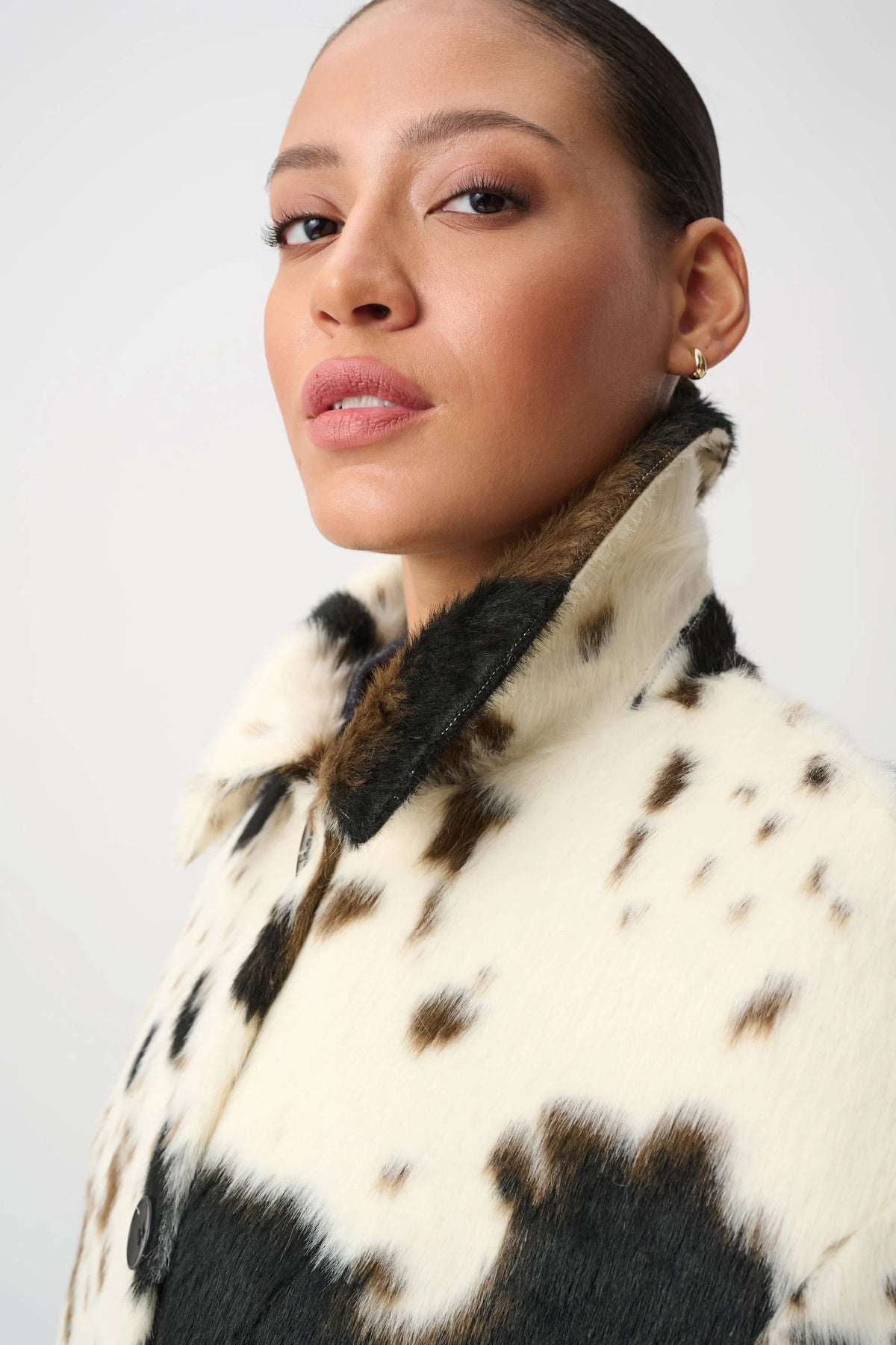 Faux Fur Cow Print Coat 264944