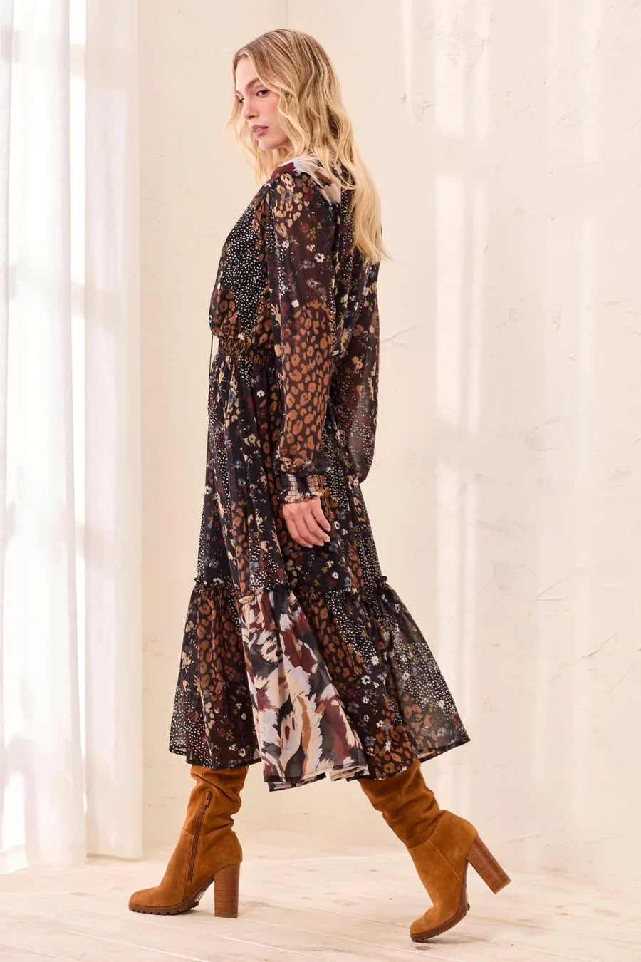 THE LEITA PRINT L/S DRESS
