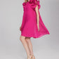 CHIFFON PLEATED DRESS WITH FLOWER DETAIL 241758