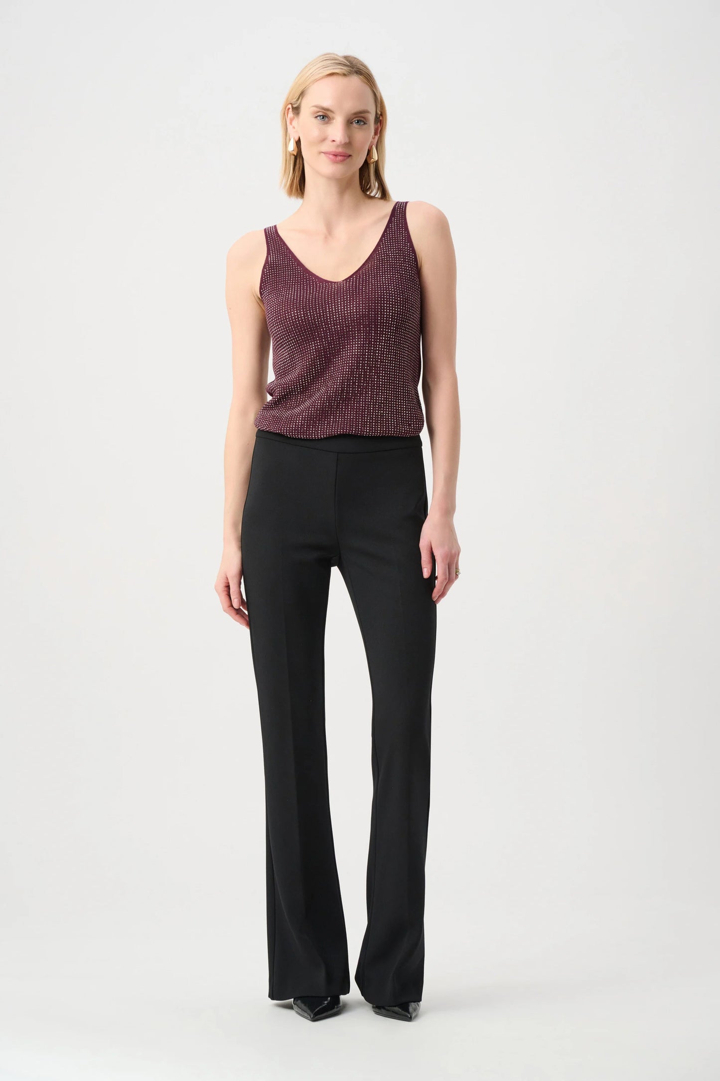 Metallic Knitted Camisole with Rhinestones 252915