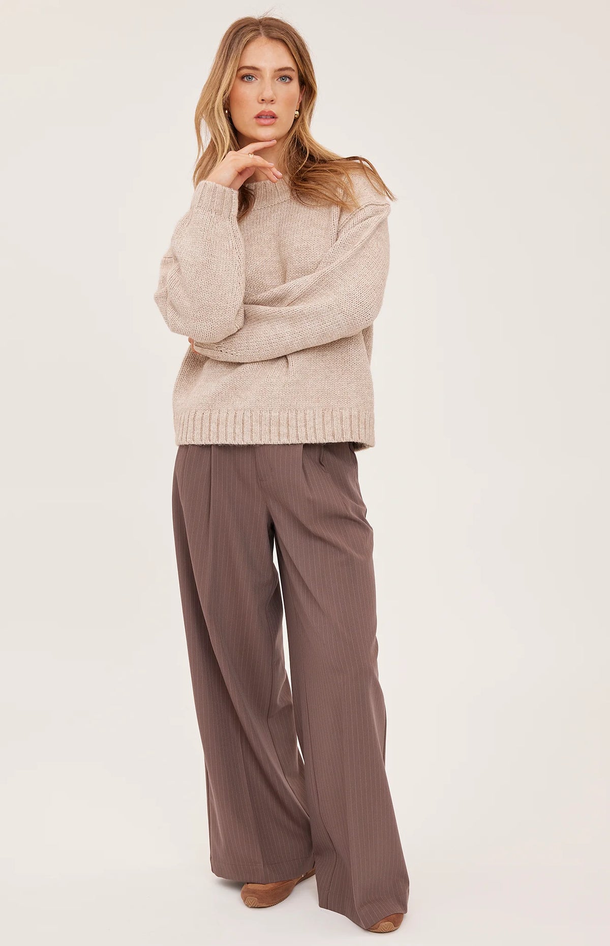 COLLINS PINSTRIPE WIDE LEG PANT