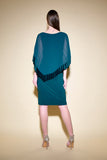 SILKY KNIT SHEATH DRESS WTH CHIFFON PLEATED OVERLAY 234705