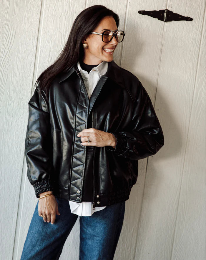 CHRISTINE VEGAN LEATHER BOMBER