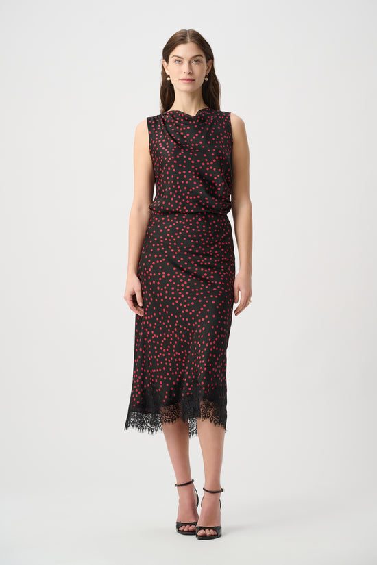 Polka Dot Lace-Trim Midi Skirt 264118