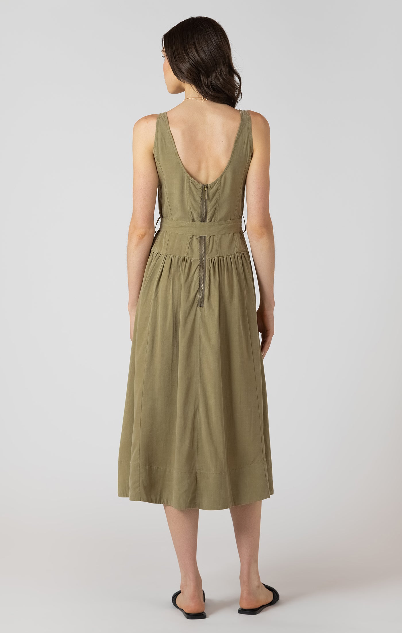 THE ADA BELTED DROP WAIST MIDI DRESS