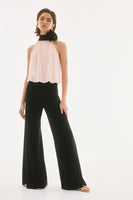 SILKY KNIT AND CHIFFON WIDE LEG JUMPSUIT 251745