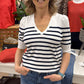 THE WILLOW  V NECK SHORT SLEEVE SWEATER