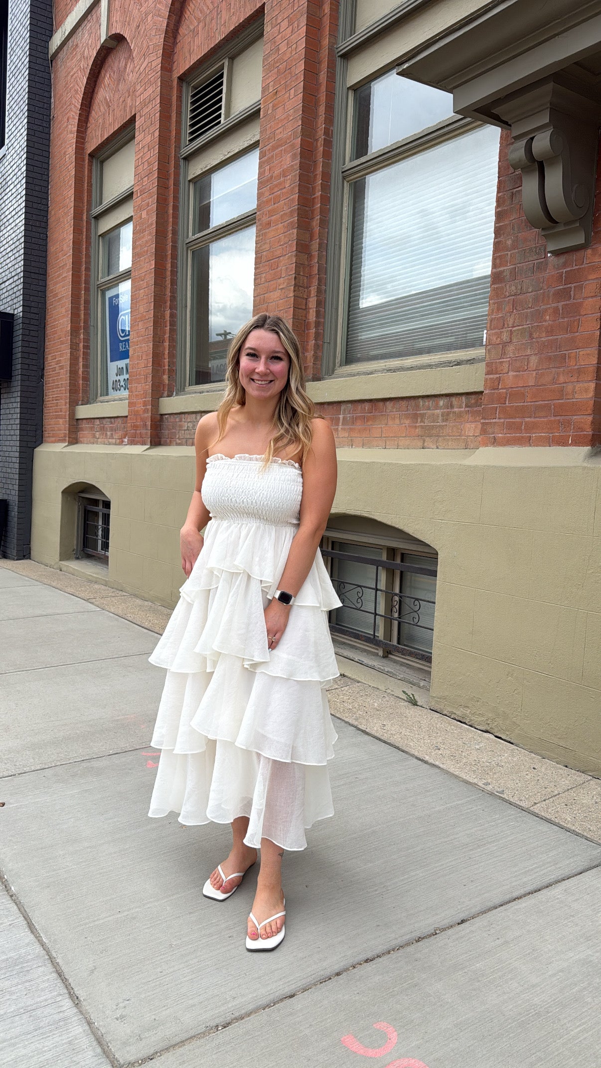 VERA SMOCKED TIERED RUFFLED MAXI