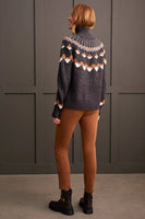 TRIBAL TOMA L/S SLEEVE MOCK NECK INTARSIA SWEATER 1880O