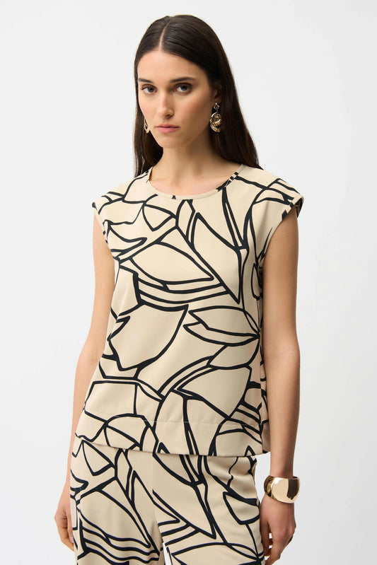 Recycled Woven Abstract Print Boxy Top 261125