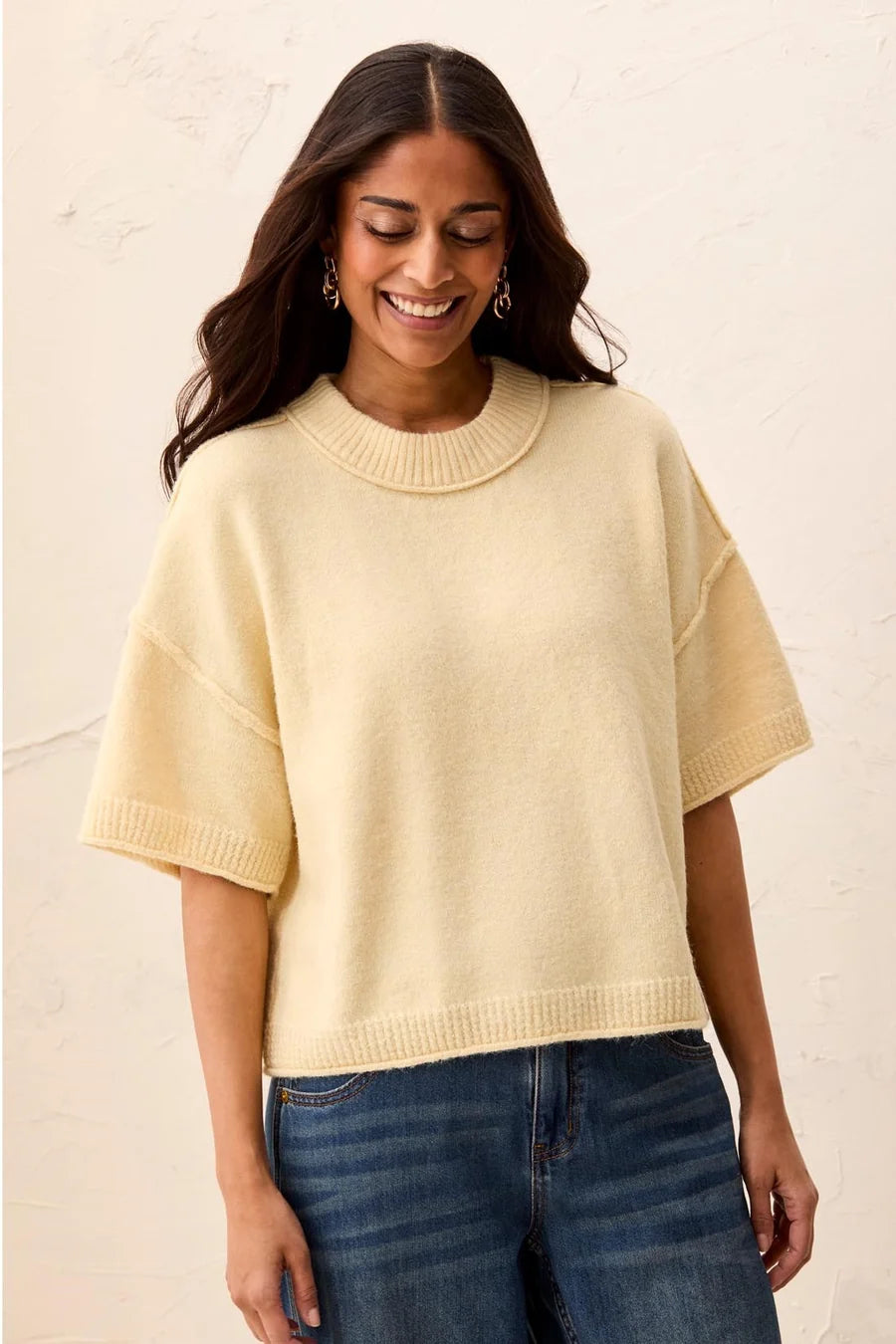 THE TRICIA LOFTY ELBOW SLV CREW NECK SWEATER