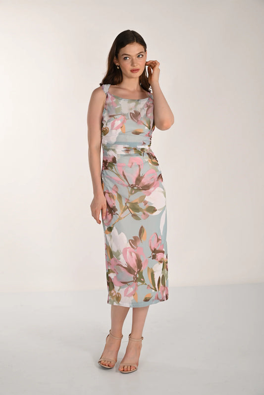 FLORAL SLEEVELESS BODYCON DRESS