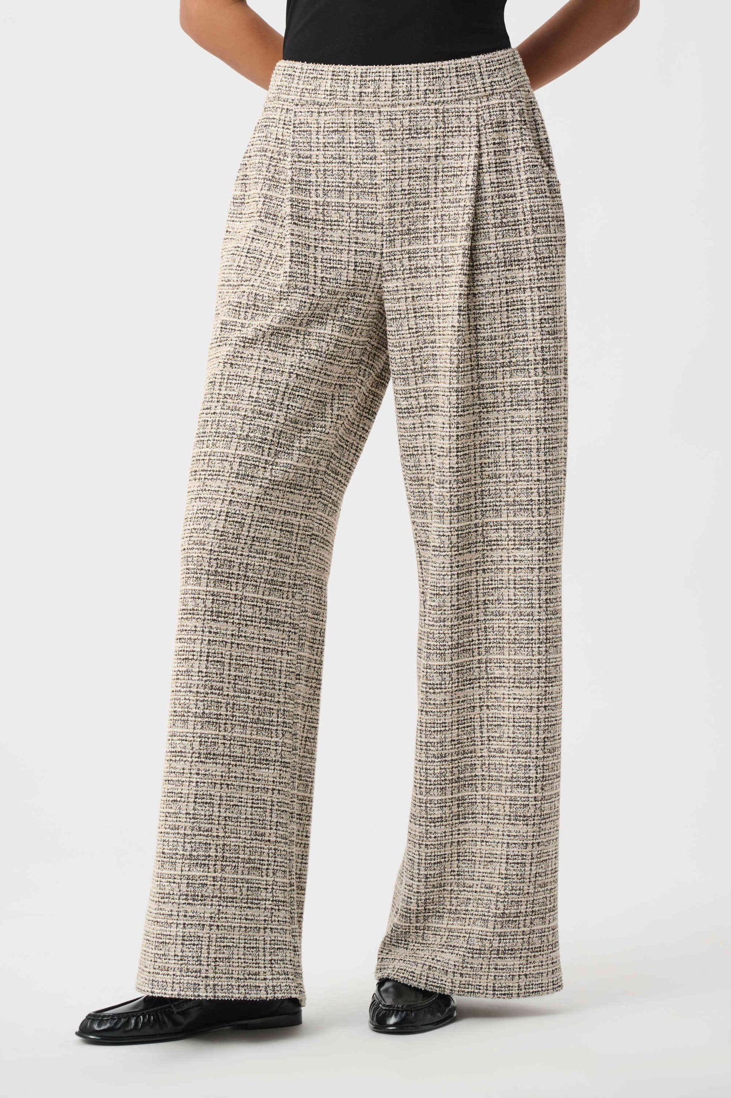 Plaid Boucle Wide-Leg Pants 264079