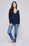 KYLA VARISTY V NECK SWEATER GF-3047