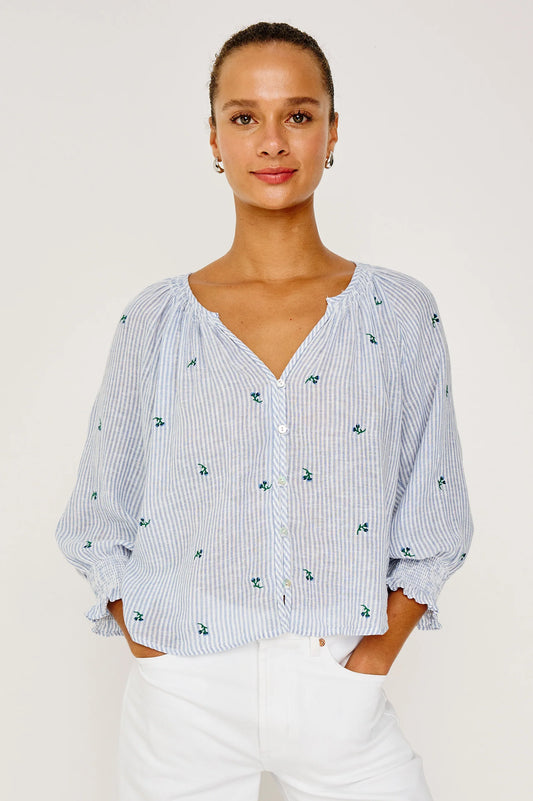 MARIAH BUTTON FRONT LINEN TOP