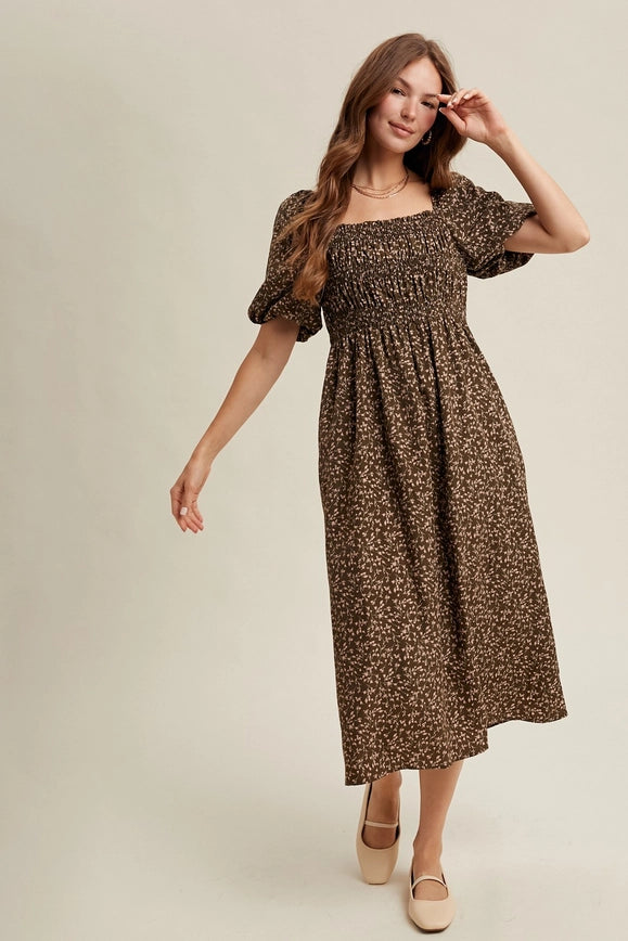 THE OLIVIA  PUFF SLEEVE MID DRESS